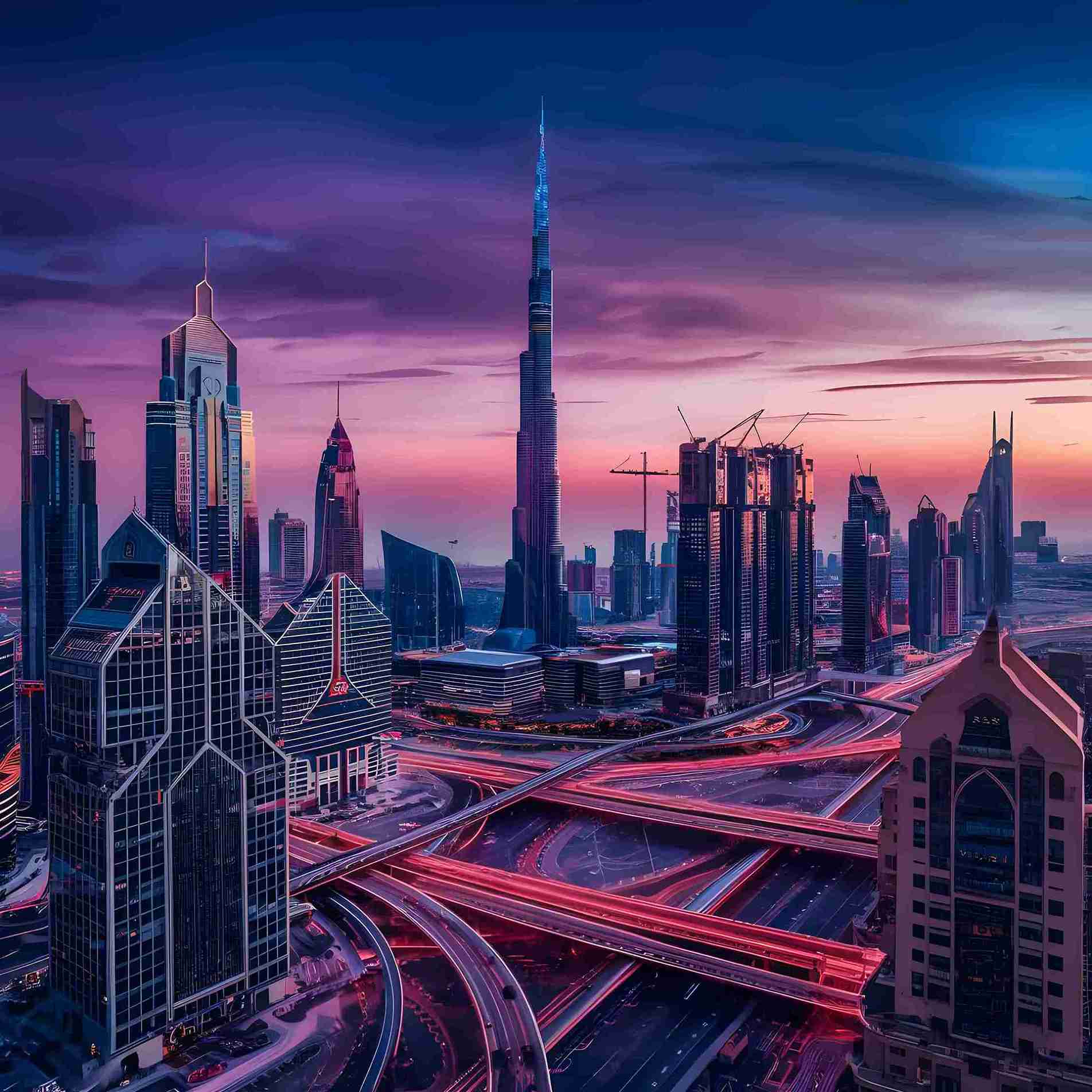 Dubai skyline at night